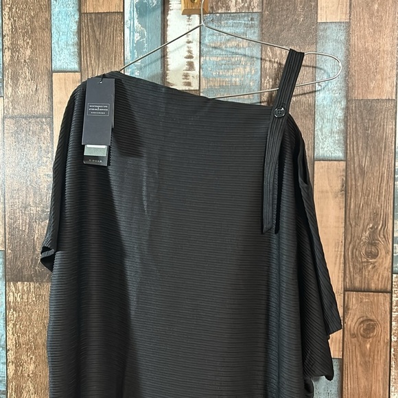 S. Deer large black one shoulder button strap fancy stretchy dress - Picture 2 of 16